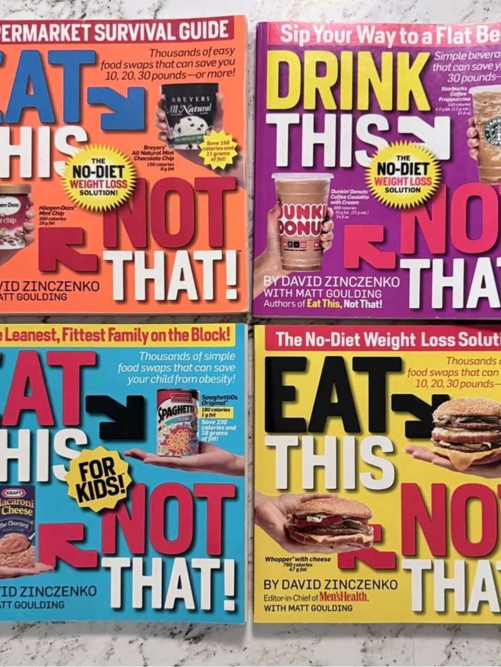 Eat This Not That Paperback Book Bundle of 4 Diet Weight Loss
